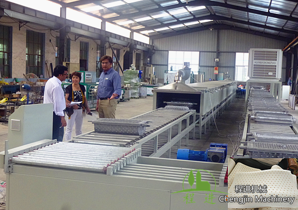 橫跨乳膠枕頭生產(chǎn)線(xiàn)